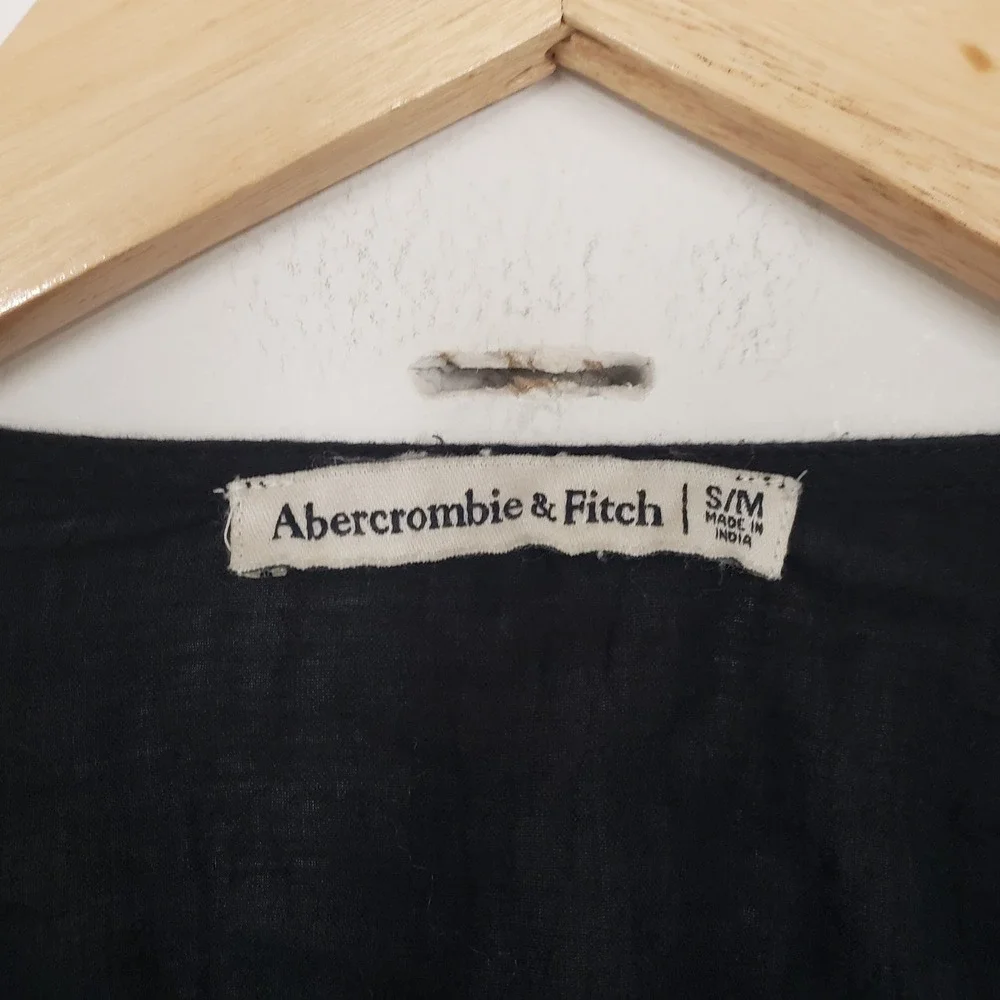 Abercrombie & Fitch Maxi Dress Womens S/M Black Cotton Boho Lace‎ Bell Sleeve